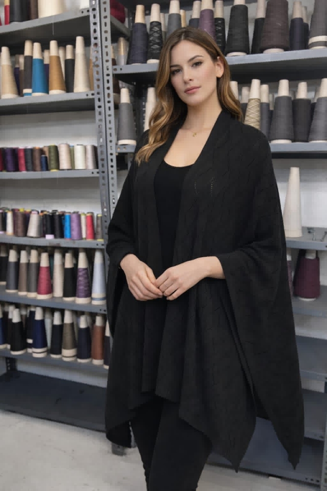 Aura | Ajur Desenli Siyah Triko Şal